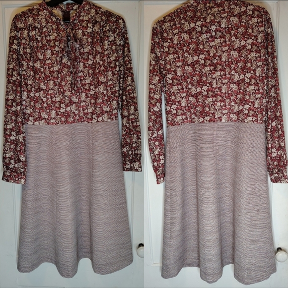 Vintage 1960s Linzi Long Sleeve Fit and Flare Knee Length Dress Women's Size L - Picture 13 of 15